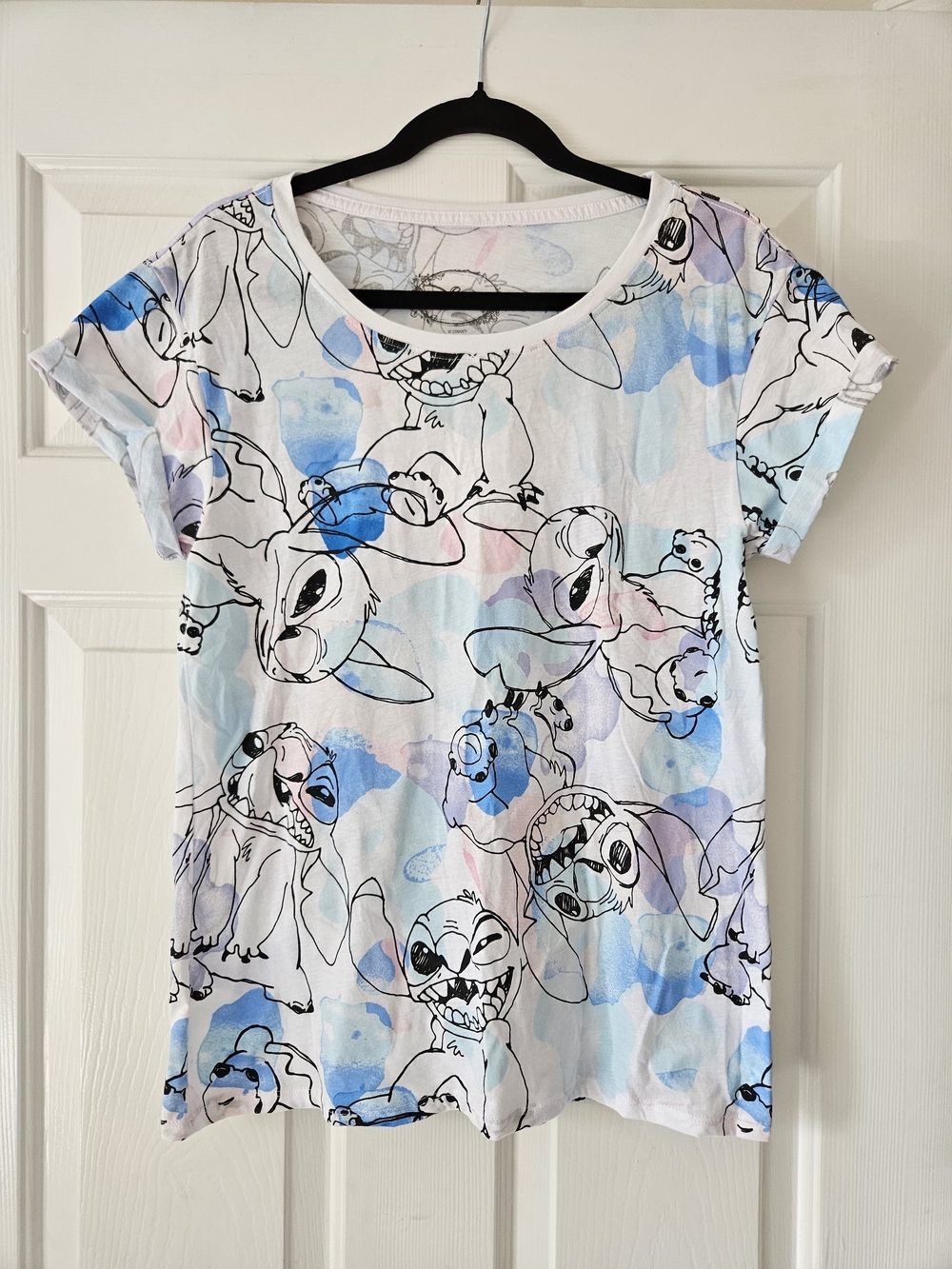 Disney Stitch Watercolor Sketch Tee - Blue, Pink